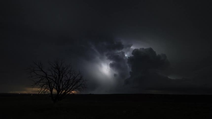 Thunderstorm rages over the plains