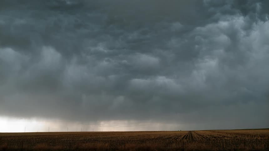 A field with a lightning strike