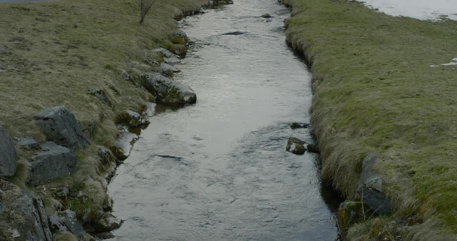 River flows in a narrow channel