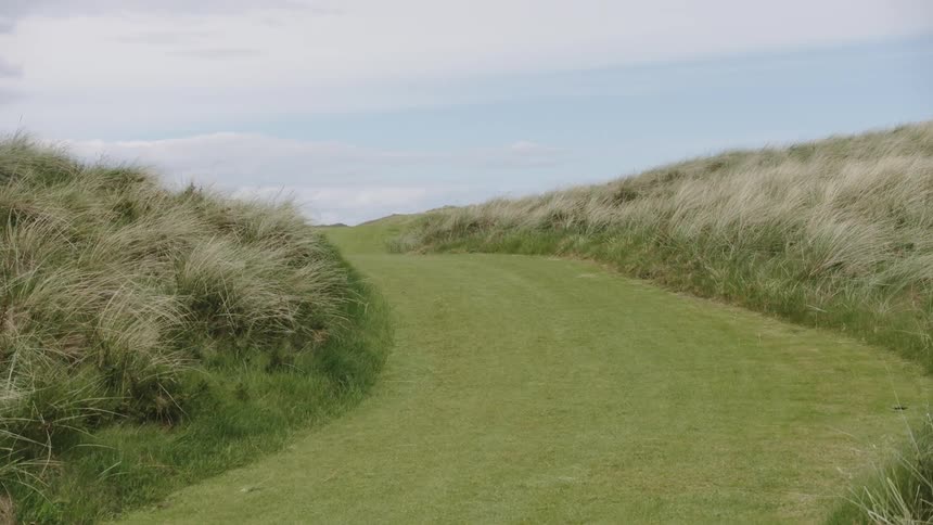 Walking on the grass path would be a very refreshing morning