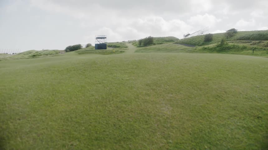 Aerial shot of an empty golf course