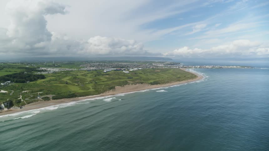 An overview of the town near the ocean
