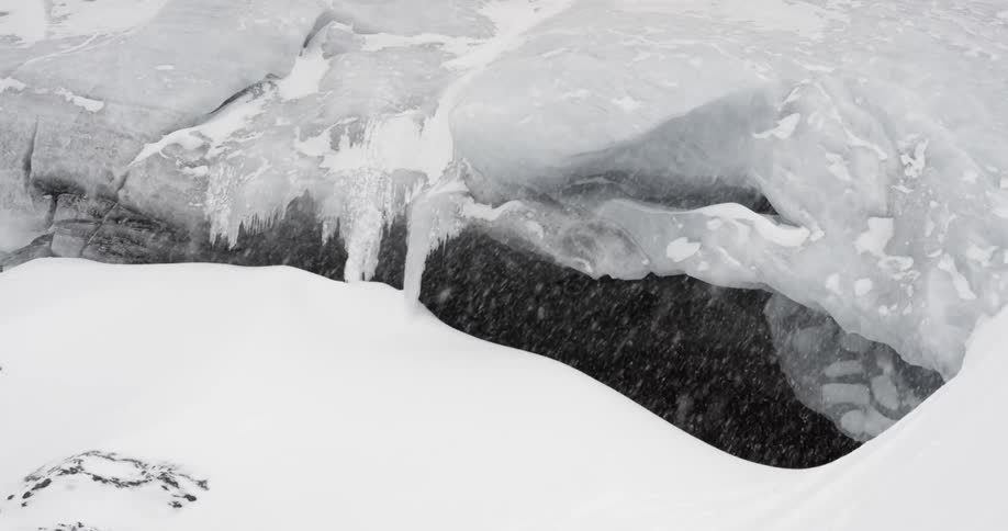 A snowy day near the cave