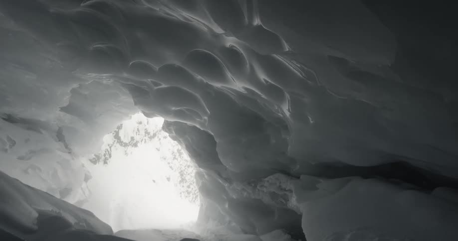 All ice melts this ice floats in front of the fog in front of the cave that is made of ice