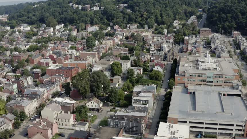 A large neighborhood of homes and apartment buildings