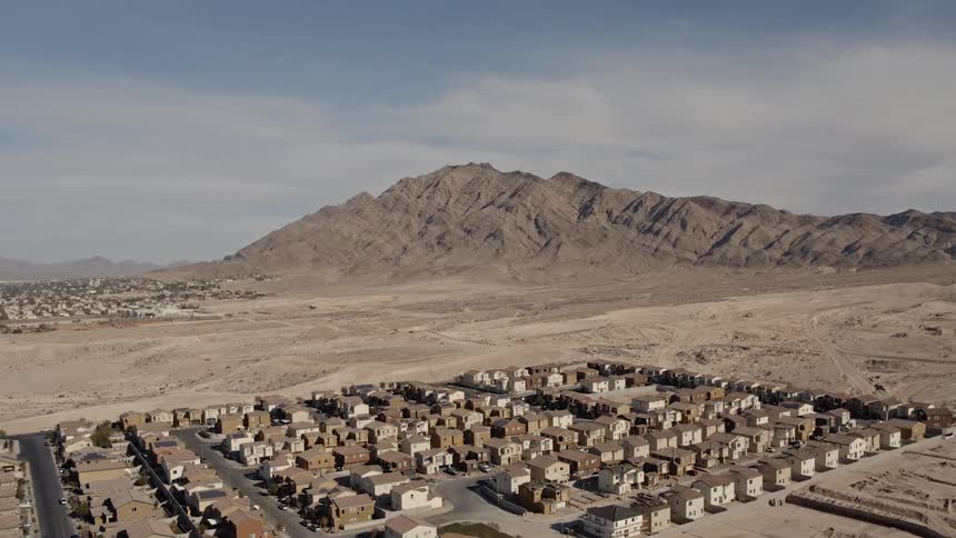 Clustered suburban homes in desert