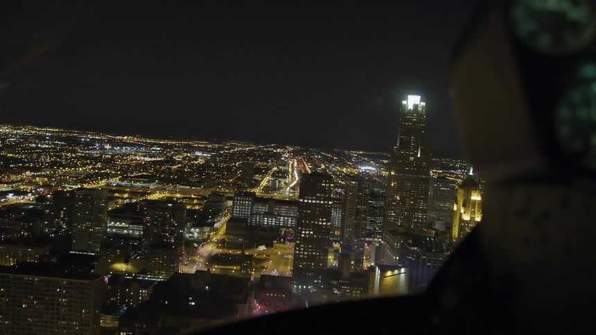 Skyline of the illuminated city at night