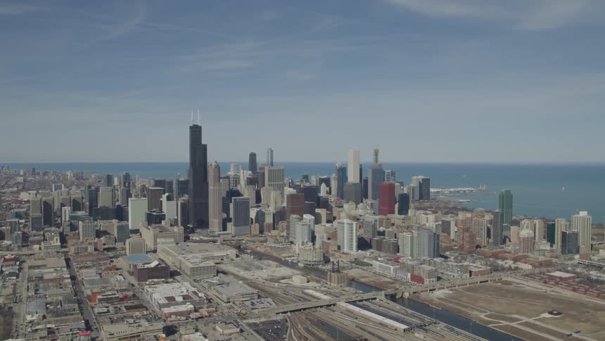 Skyline of a coastal city
