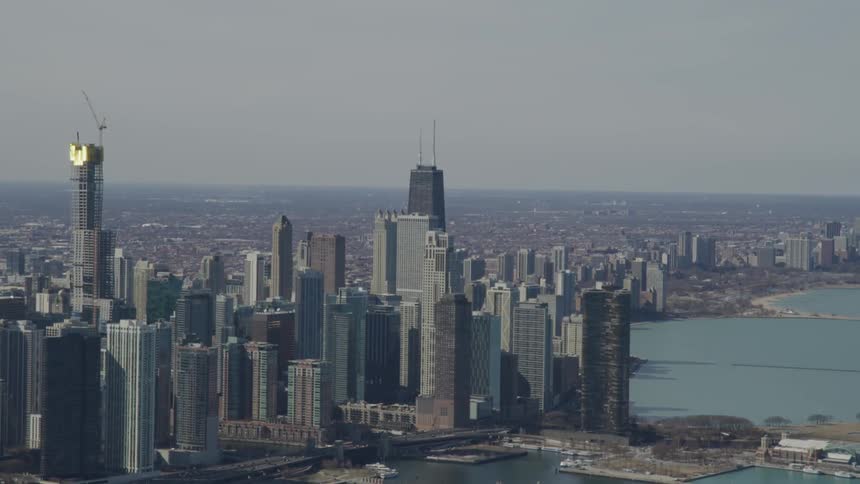 A scenery of city skyline through bird eye view