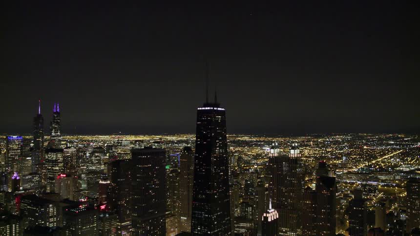 Skyscrapers in a metropolis at night