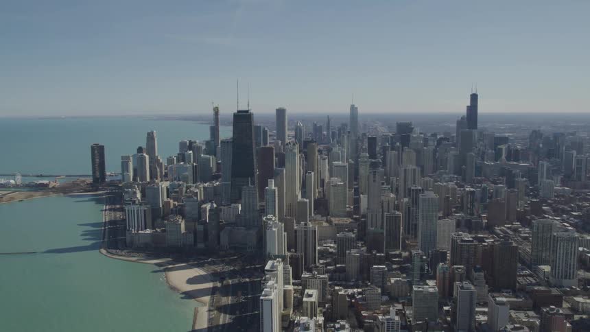 The coastline of a metropolis during the day