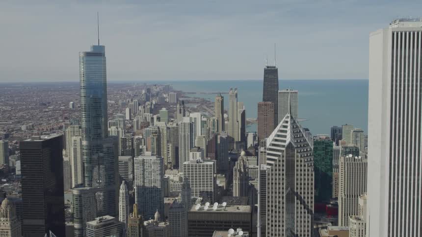 A close up of downtown