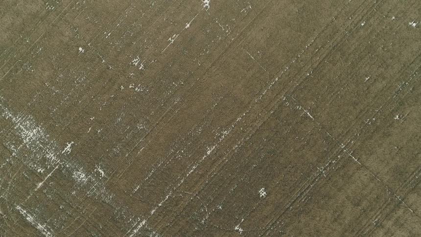 Aerial view of a field of dirt