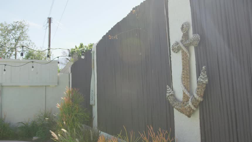 A view of a house backyard
