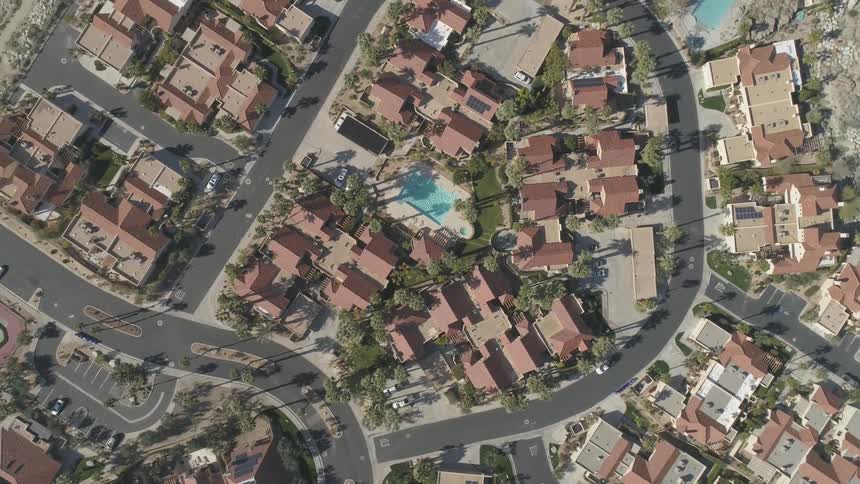 Birds eye view of a neighborhood