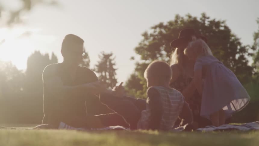 Family playing in the park