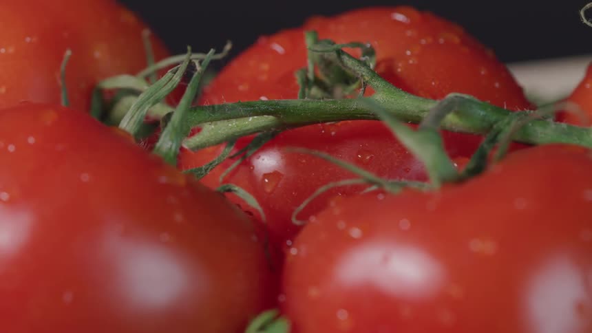 Vine tomatoes covered in drops of water