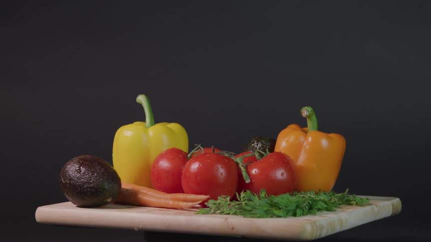 Vegetables on a wooden cutting board