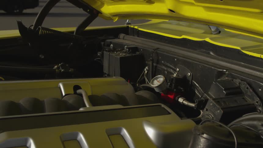 A close up look of car engine