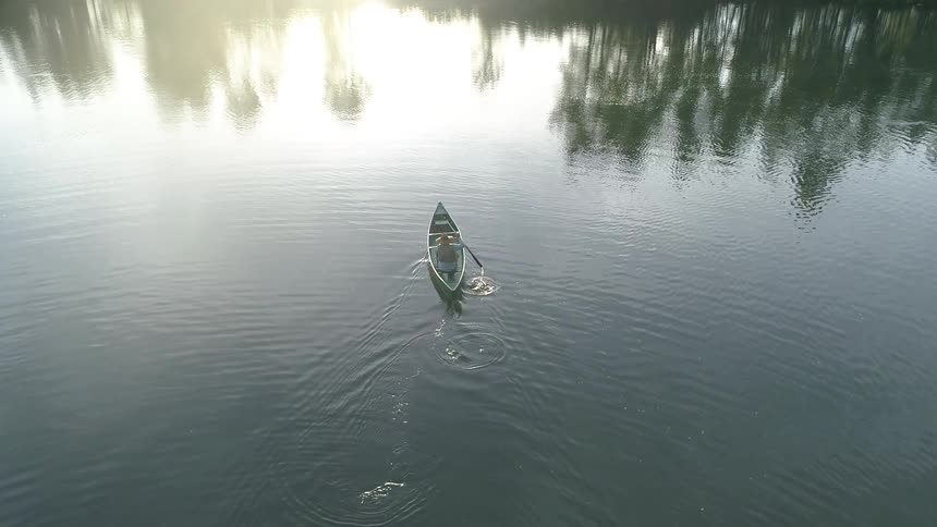 A person paddling a boat on a river