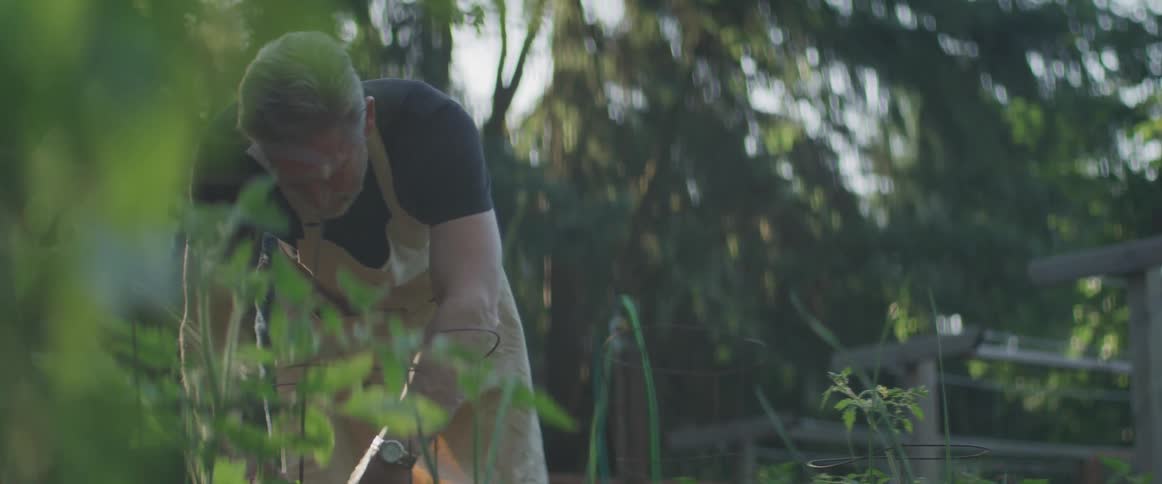 A man works in his garden