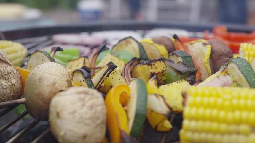 Food cooking on the grill