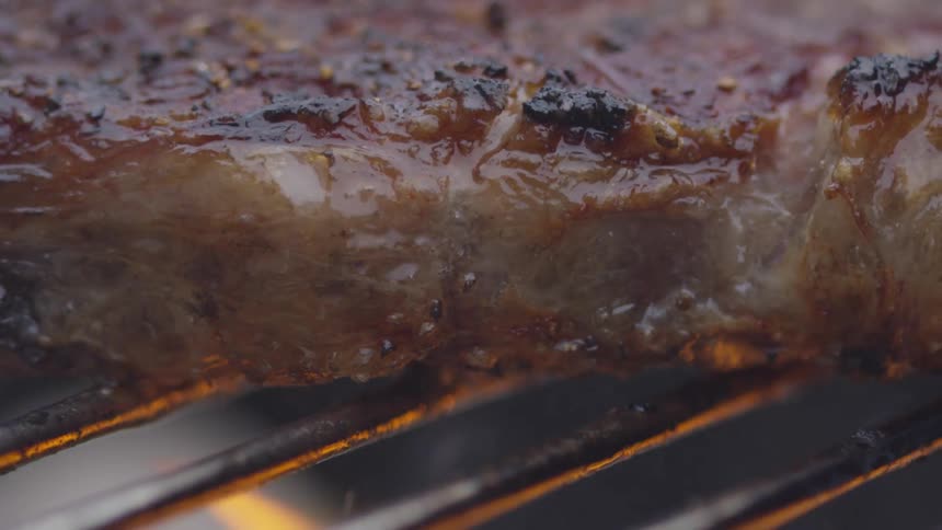 Meat being barbecued on a grill