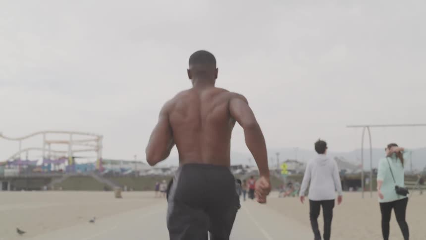 A man running down a path