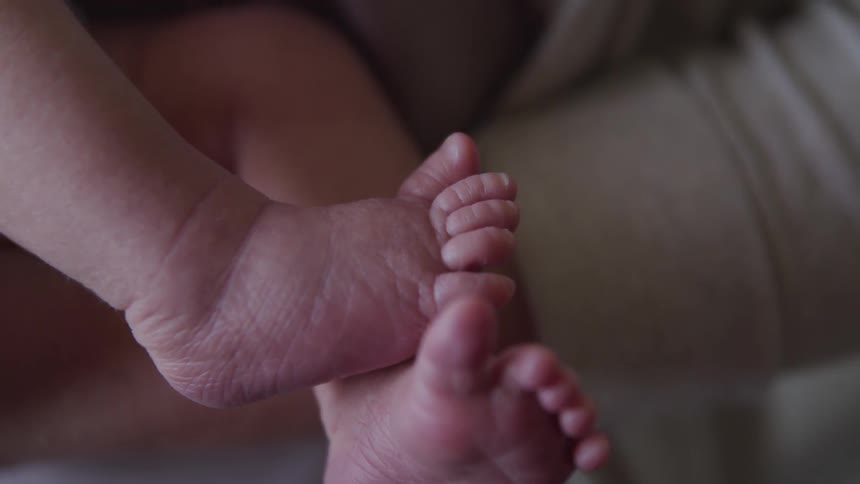 Close up of a babys feet