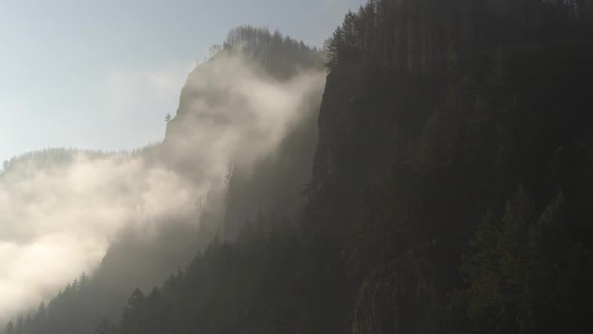 Steam on a cliffside