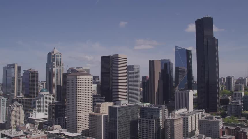 High rise buildings fill a city center
