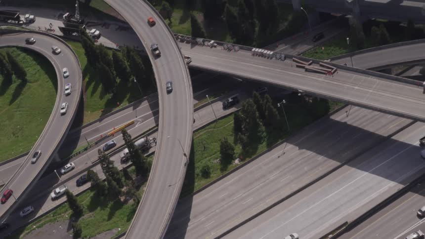 Cars driving on a multilane highway