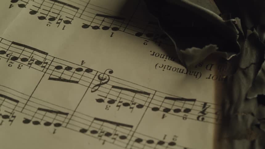 Musical score burns
