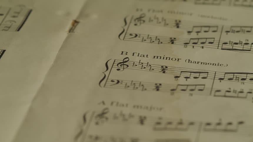 Person flips through sheet music