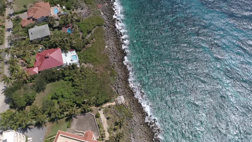 Beach homes line the coastal waterway