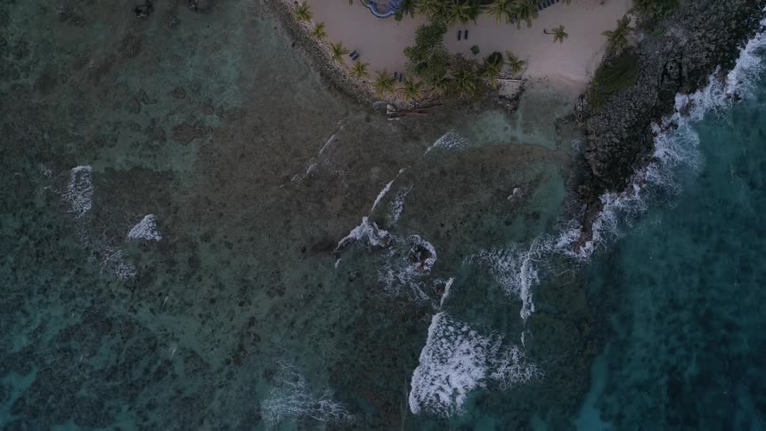 Birds eye view of waves near the coast