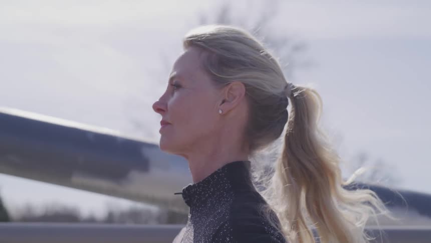 A young woman runs