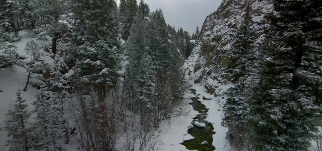 A view of the snowy stream