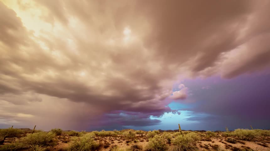 A desert with the sky and clouds above