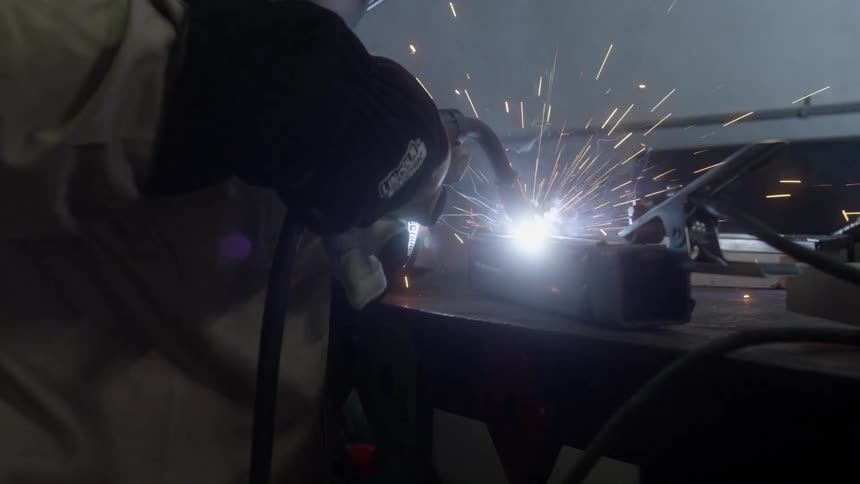 A person welding