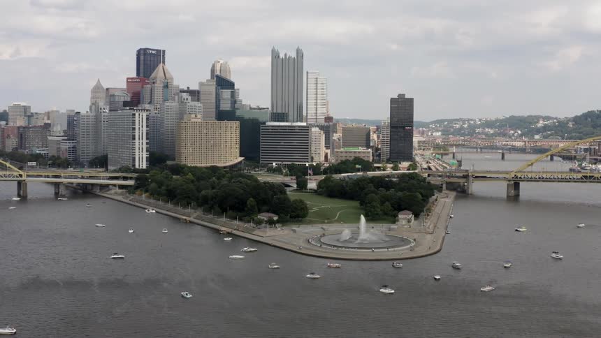 Pittsburgh point park where two rivers join to form the start of the ohio river