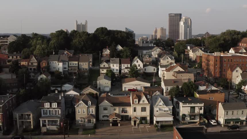 Aerial footage of pittsburgh pennsylvania