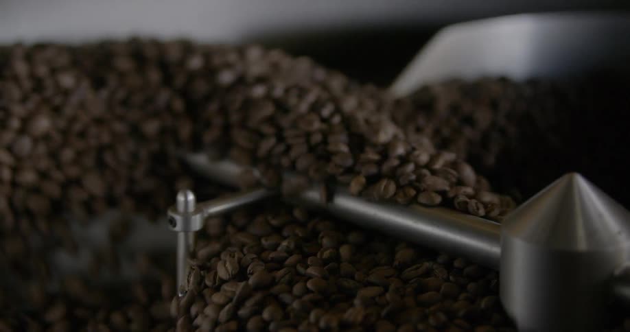 Coffee beans being mixed