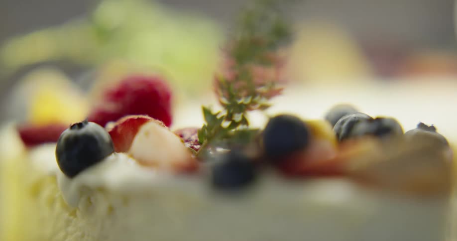 Fruit on top a dessert