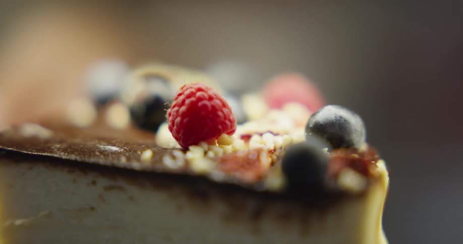 A piece of dessert is on display