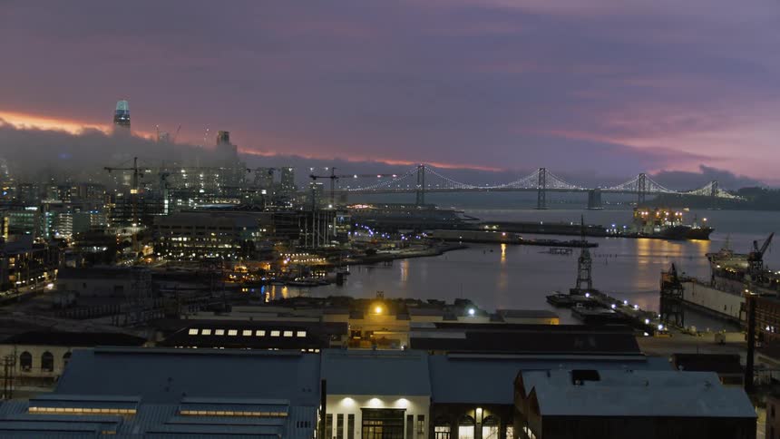 Aerial view of a metropolitan area pier