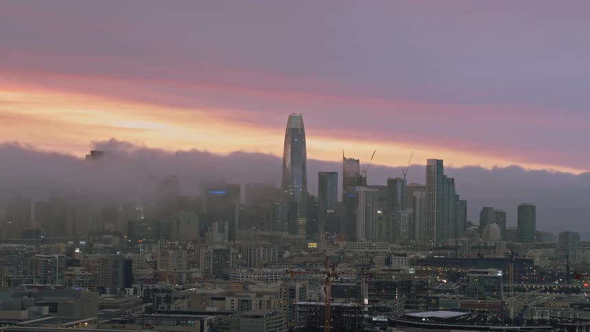Skyline of a downtown area in a city