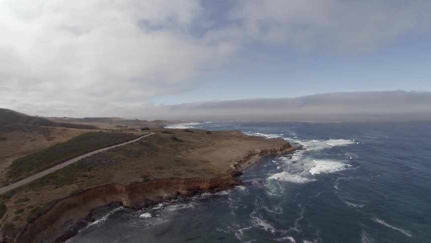 An aerial shot of a shoreline