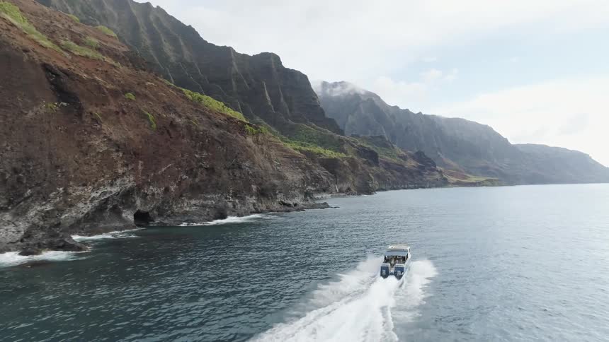 A boat is moving in the ocean
