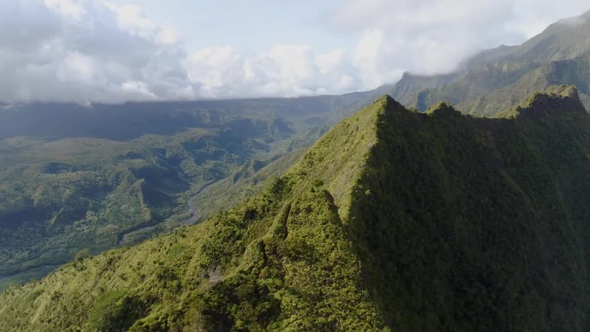 An aerial view of a mountain peak